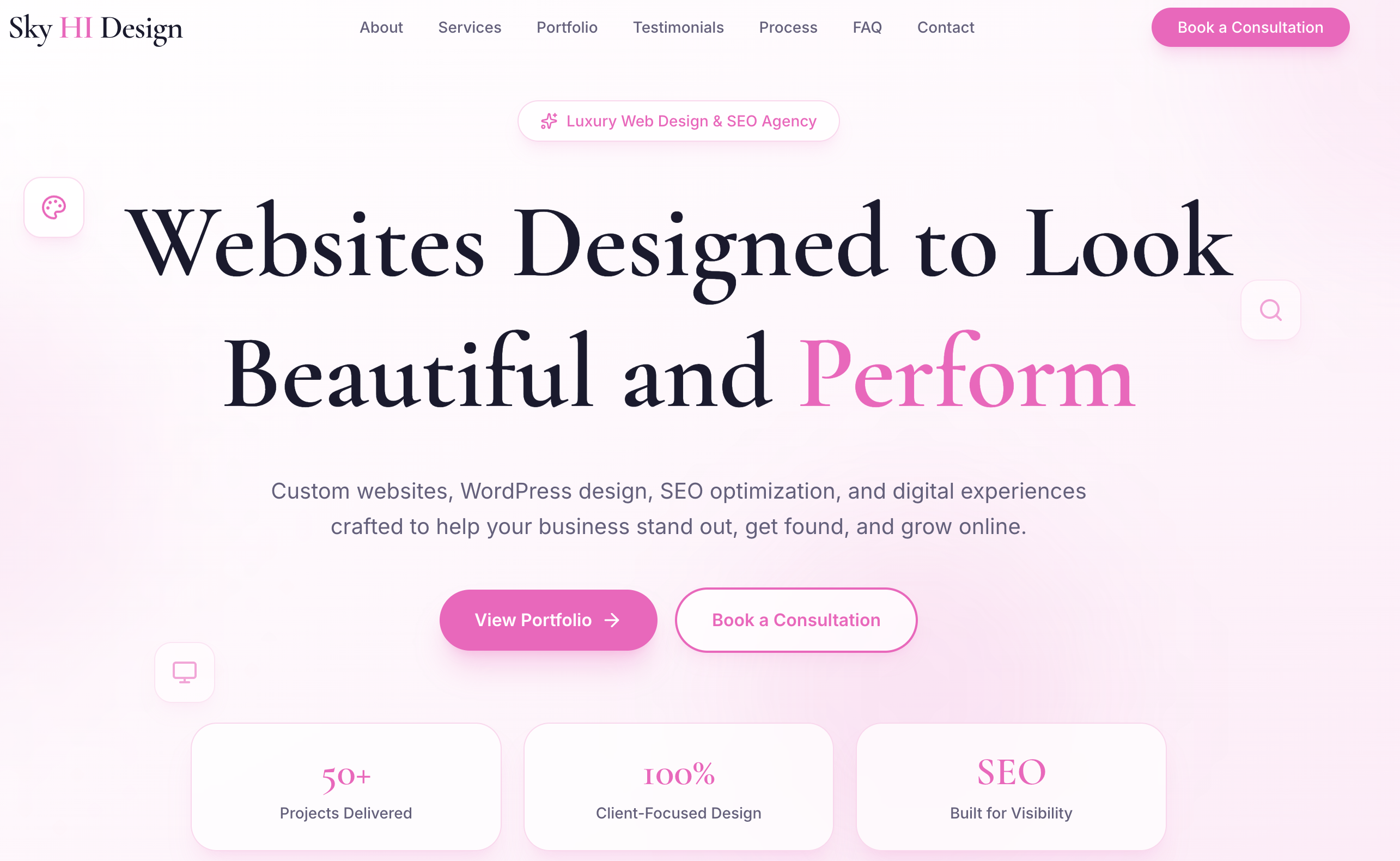 Sky HI Designs website preview